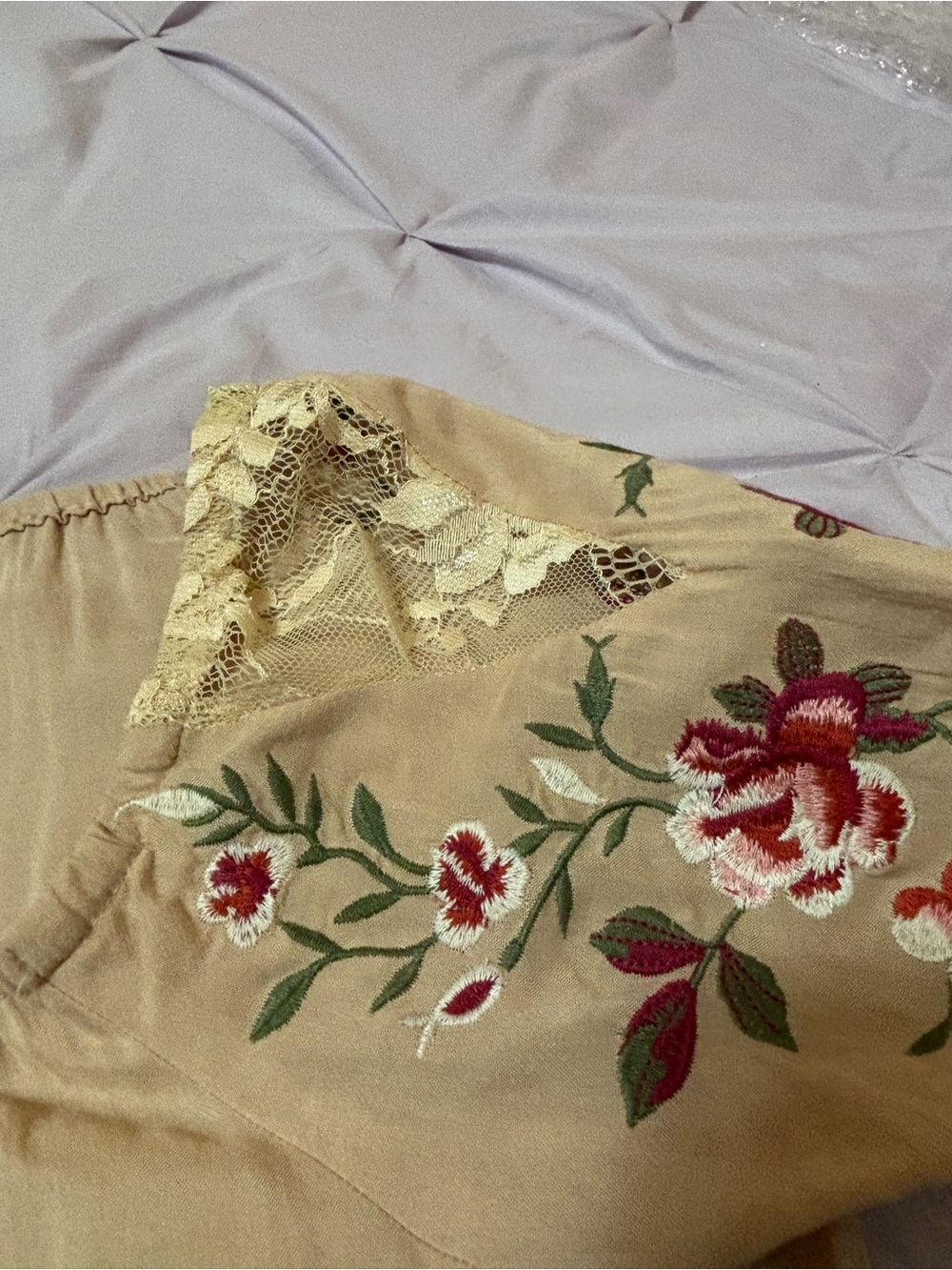 Umgee Beige Embroidered Bell-Sleeve Peasant Top Embroidered Flowers and Lace - Picture 8 of 12